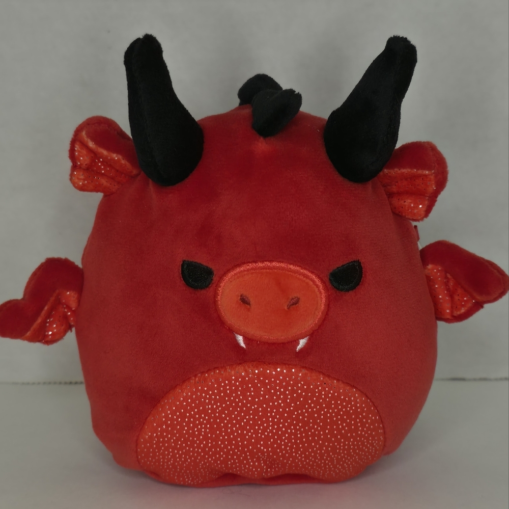 SALAMI 🐲 5" Red & Black Dragon w Long Horns & Fangs Original Squishmallows NWT
